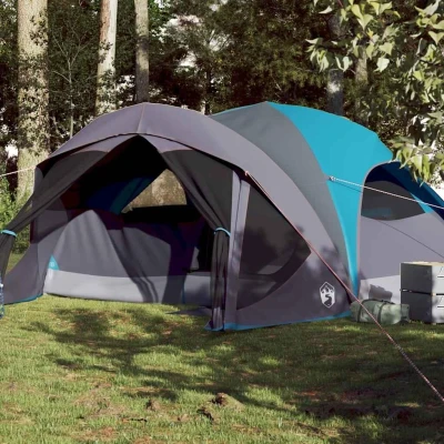 Abbildung von vidaXL Familienzelt für 6 Personen, Campingzelt mit E Anschluss, Kabinenzelt Aufbewahrungstaschen, Wurfzelt, Blau 185T Polyester