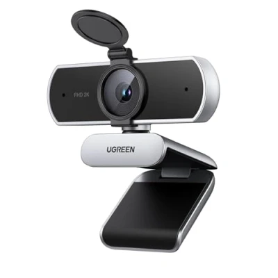 Abbildung von UGREEN Webcam 2K, USB A mit Mikrofo, Kamera PC, Fixfokus, 80Sichtfeld, Privacy Cover, Automatische Lichtkorrektur, Plug &amp; Play, PC Camera für Windows/MacOS/Zoom/Skype (Grau)