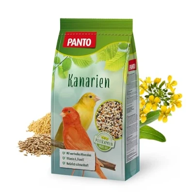 Abbildung von PANTO Kanarienfutter mit Pluramin, 5x1kg Ziervogelfutter aus bunter Saatenmischung, Vogelfutter ohne Nüsse