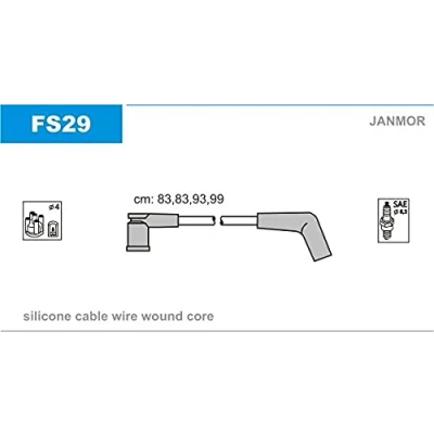 Abbildung von JANMOR FS29 Zündkabelsatz FORD: KA Schrägheck, FIESTA 4, Escort 6 MAZDA: 121 III Hatchback
