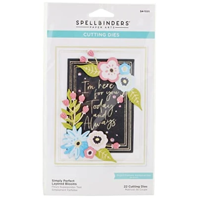 Abbildung von Spellbinders S4 1091 Geätzte Stanzschablonen, Metall, Simply Perfect mehrlagige Blüten