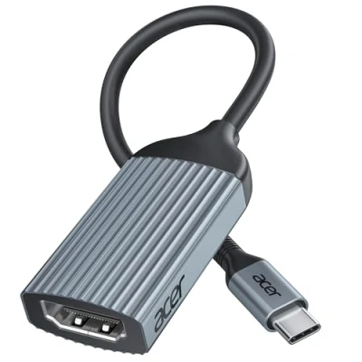 Abbildung von acer USB C auf HDMI Adapter 4K@60Hz aus Aluminium, Thunderbolt 3/4 kompatibel, kompakter Typ für iPhone 15/16 Serie, MacBook Pro/Air, iPad iMac, Galaxy, Surface, Pixelbook usw.