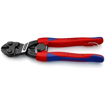 Abbildung von Knipex CoBolt® Kompakt Bolzenschneider schwarz atramentiert, mit schlanken Mehrkomponenten Hüllen, Befestigungsöse zum Anbringen einer Absturzsicherung 200 mm 71 32 T
