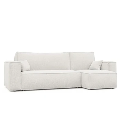 Abbildung von GREKPOL 244x145 Sofa mit Schlaffunktion (200x125) Boucle 3 Sitzer Beige Ecksofa und Bettkasten Schlafsofa Couch