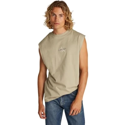 Abbildung von Calvin Klein Jeans Monologo Sleeveless TEE Top, Herren, Größe: Large, Aluminum