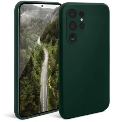 Abbildung von Moozy Minimalist Series Silikon Hülle für Samsung Galaxy s22 Ultra, Mattes Finish, Dünne, Leichte, Weiche TPU Schutzhülle Handyhülle Dunkelgrün