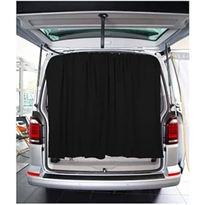 Abbildung von BREMER SITZBEZÜGE Heckklappe Flügeltür Kofferraumabdeckung Sonnenschutz Gardinen Vorhang kompatibel mit Opel Vivaro B ab 2014 2019 in Schwarz