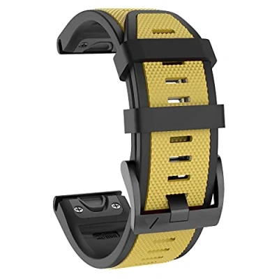 Abbildung von MYSNBKN Armband für Garmin Fenix 5X /Fenix Plus/Fenix 6X Pro/Fenix 3/Fenix 3 HR/Descent MK1 /D2 Delta PX/D2 Charlie, 26mm Breite Silikon Ersatzarmbänder Quick Fit Uhrenarmband