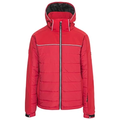 Abbildung von Trespass Drafted, Red, XXL, Gepolsterte Warme Wasserdichte Stretch Skijacke mit abnehmbarer Kapuze, Schneefang &amp; Skipasstasche für Herren, XX Large / 2XL 2X Large, Rot