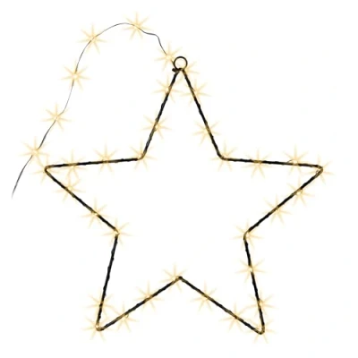 Abbildung von LED Stern Silhouette schwarz zum Hängen für Außen mit Timer 50 cm Metall Schattenbild Gold Batterie betrieben Weihnachten Winter Garten Fenster Deko Beleuchtung