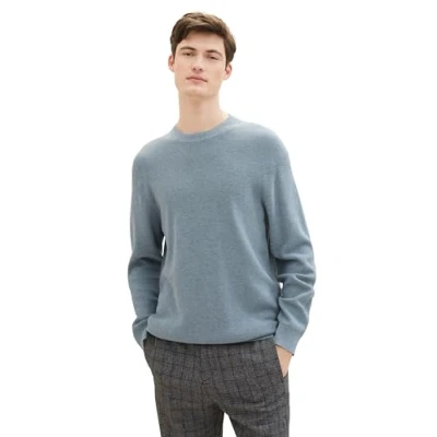 Abbildung von TOM TAILOR Herren 1038238 Cosy Basic Crewneck Strick Pullover, 27945 dusty Ice Melange, L