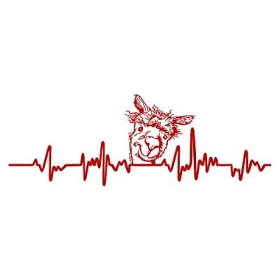 Abbildung von Aufkleber Herzschlag Tiere Breite 27cm Lifeline Heartbeat Deko Sticker Selbstklebend für Auto Kühlschrank Laptop Autoaufkleber K150 (Karminrot, 02 Alpaka)