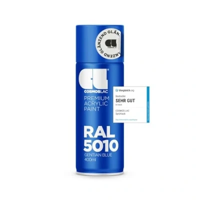Abbildung von COSMOS LAC Acryllack enzian blau, glänzend Sprühdose in vielen RAL Farbtönen 400ml Spraydose perfekt für DIY, Upcycling und andere Lackierarbeiten geeignet (RAL 5010 enzianblau)