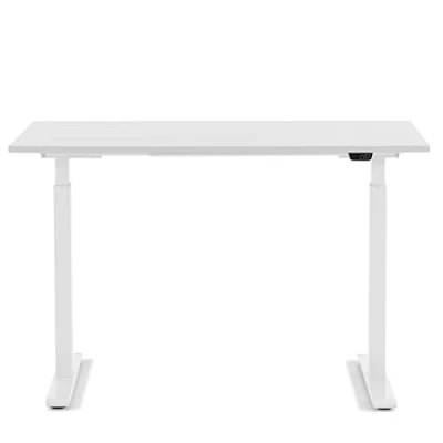 Abbildung von Kare Design Office 120x70cm, Elektrisch Doppelmotor, Stufenlos höhenverstellbares Tischgestell inkl. Tischplatte, Steh Sitz Schreibtisch, Weiß, 18mm MFC ABS Kunststoffkante