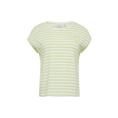 Abbildung von comma casual identity Gestreiftes MIT ÜBERSCHNITTENEN Schultern UND Detail Tshirt print, Damen, Größe: 34, Limettengrün