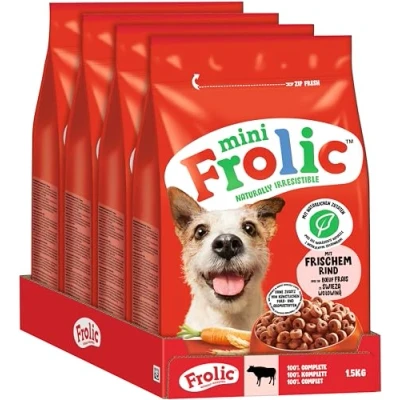 Abbildung von Frolic Mini Hunde Trockenfutter für kleine mit frischem Rind 4x1,5kg