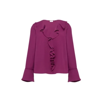 Abbildung von s.Oliver Black Label Volant MIT Vausschnitt Bluse, Damen, Größe: 34, Fuchsia