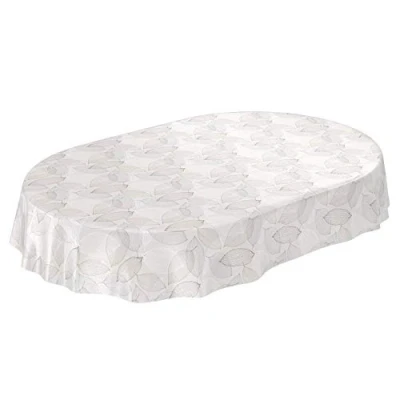 Abbildung von ANRO Wachstuchtischdecke Wachstuch Wachstischdecke Tischdecke abwaschbar Abstrakt Stimmung Laub Grau Oval 140 x 180cm