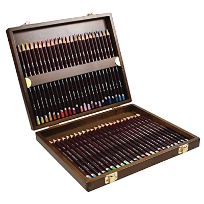 Abbildung von Derwent Coloursoft Buntstifte, Zeichnen &amp; Schreiben, 48er Set in einer Geschenk Box aus Holz, Ideal für Farbaufbau, Professionelle Qualität, 2301660