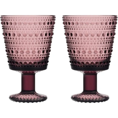 Abbildung von Iittala Glas Set 2 teiliger Kastehelmi aus Glas, in der Farbe Violett, 26 cl, Abmessungen: 7,7x7,7x8,8 cm, 1070202