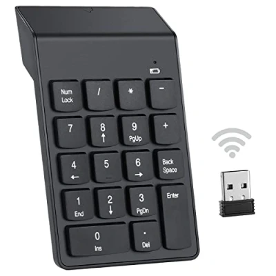 Abbildung von MZFANG Kabellose Nummernblock Ziffernblocks 2,4G Numpad Wireless Tastatur Numberic 18 Tasten Nummernblöcke mit Mini USB Empfänger Ultra Dünn für Laptop Desktop und Notebook