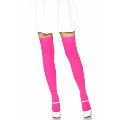 Abbildung von Leg Avenue Damen 6672 Highs, One Size (Neon Pink) Nylon Thigh Neon Pink, Einheitsgröße EU