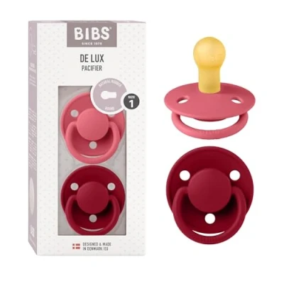 Abbildung von BIBS Schnuller De Lux 2er Pack Latex Gr. 1, Coral/Ruby