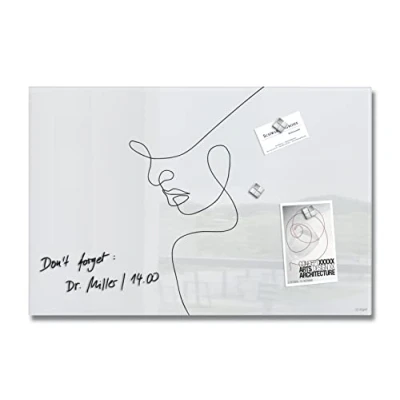 Abbildung von SIGEL GL395 Premium Glas Magnettafel 60x40 cm, Line Art Woman hochglänzend, TÜV geprüft, einfache Montage, Artverum