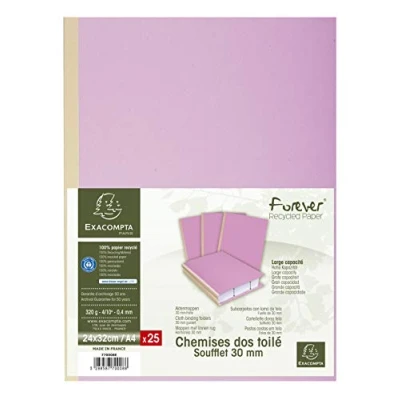 Abbildung von Exacompta 770008E 25er Pack Aktenmappen Forever®. Mit Leinenrücken 320 g/m² Rückenstärke 30 mm Falte Blauer Engel zertifiziert für DIN A4 lila Sammelmappe Dokumentenmappe