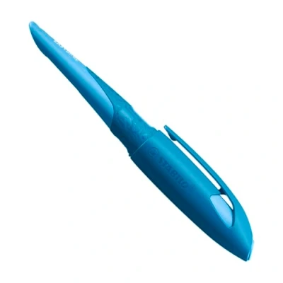 Abbildung von Ergonomischer Schulfüller für Linkshänder mit Standard Feder M STABILO EASYbirdy 3D Wildlife in blau inkl. Patrone (löschbar)