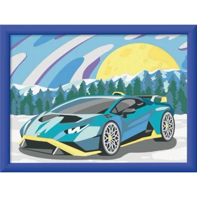 Abbildung von Ravensburger Malen nach Zahlen CreArt, Blauer Lamborghini, Made in Europe, FSC® schützt Wald weltweit