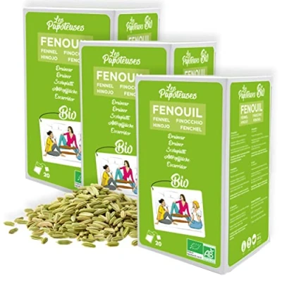 Abbildung von LES PAPOTEUSES BIO Fenchel Kräutertees Abtropffläche 60 Beutel Aufgussset mit 3 Schachteln 20 Teebeuteln Zertifiziert biologisch