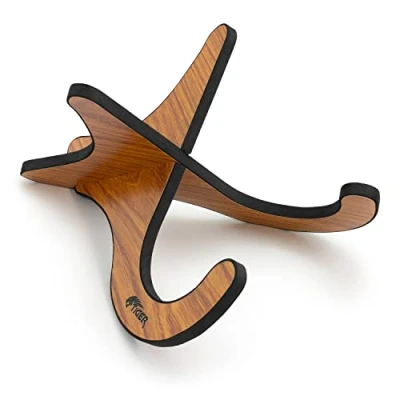 Abbildung von TIGER UAC1 LW Ukulele , Mandolinen Banjo und Violinenständer aus Holz, zerlegbar, X Frame Design Mit Holzmaserung