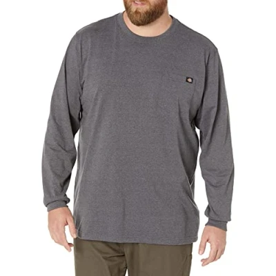 Abbildung von Dickies Herren Langärmelig, Rundhalsausschnitt Arbeits T Shirt, Baltic Blue Single Dye Heather, Mittel