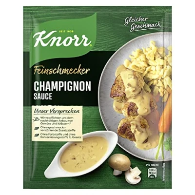 Abbildung von Knorr Feinschmecker Champignon Sauce cremige braune ohne geschmacksverstärkende Zusatzstoffe und Farbstoffe 250 ml 1er Pack