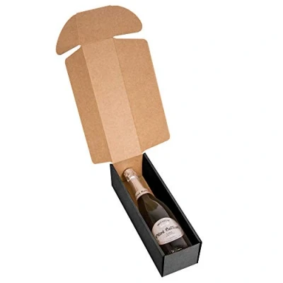 Abbildung von Packung mit 4 Geschenk Etuis 1 Flaschen, Karton für Cava oder Champagner, Schwarz, Geschenkkarton