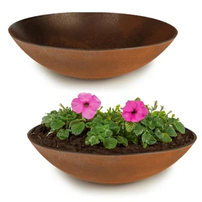 Abbildung von matches21 HOME &amp; HOBBY Große Pflanzschalen 2 STK. für draussen in 45 cm rost Optik als wetterfeste Blumenschalen Dekoschalen