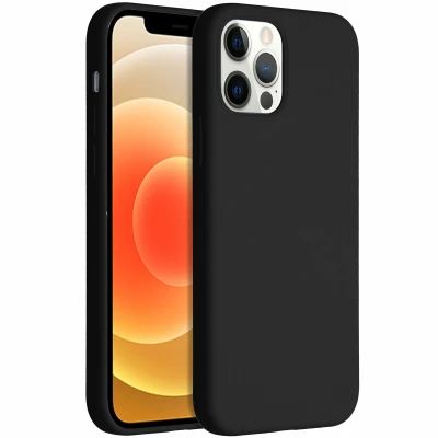 Abbildung von Apple iPhone 12 Pro Hülle Silikon Accezz Soft Case/Backcover Handyhülle Schwarz