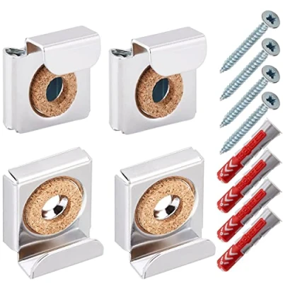 Abbildung von SO TECH® Klemmen Spiegelklammern für Spiegel bis 6 mm Materialstärke, Tragkraft 15 kg, Wandabstand 9 mm, 1 Set inkl. Schrauben und FISCHER Dübel