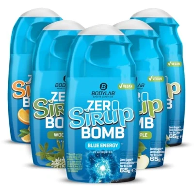 Abbildung von Bodylab24 ZERO Sirup BOMB Mixed Box 2, 5 x 65ml, zuckerfrei und praktisch ohne Kalorien, mit nur 1kcal je 100ml Wasser Mischung, hochkonzentriert, für 8 l Fertiggetränk