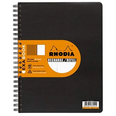 Abbildung von Rhodia 133146C Spiralblock (DIN A4, 21 x 29,7 cm, liniert, 80 Blatt, ideal für Ihre Notizen) 1 Stück schwarz