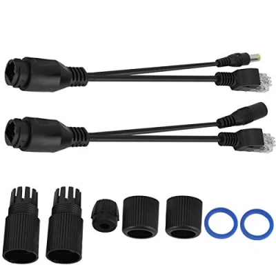 Abbildung von PoE Splitter 12 V Stromversorgung über Ethernet passiver Adapter Injektor Wasserdichter Adapter(Black)