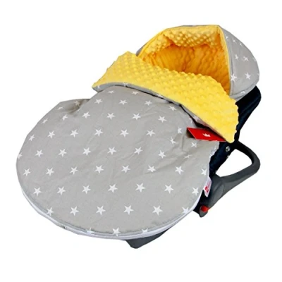Abbildung von Fußsack SOMMERFUßSACK 90cm Minky Babyschale Kinderwagen Buggy Jogger (6. Gelb + Sterne)