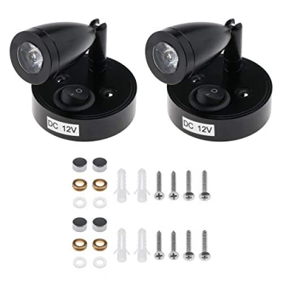 Abbildung von Be In Your Mind 12 V 3 W LED Innenstrahler Leselicht Einstellbarer Schalter Warmes Licht mit Schraube Passend für Wohnmobil Caravan Van Boot