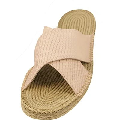 Abbildung von Siebi&#039;s Matera Strand und Badeschuh Pantolette in Bastoptik für Damen Extra Leicht: Größe: 40 Farbe: Beige