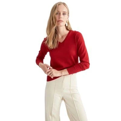 Abbildung von DeFacto Women&#039;s F7088AZ Pullover Sweater, RED, S