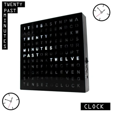 Abbildung von Mad Monkey Wortuhr Wanduhr modern Vielseitige Uhr zum Hinstellen oder Aufhängen Stilvolle für Zuhause Elegantes Design Wohnzimmer, Büro &amp; Schlafzimmer Word Clock