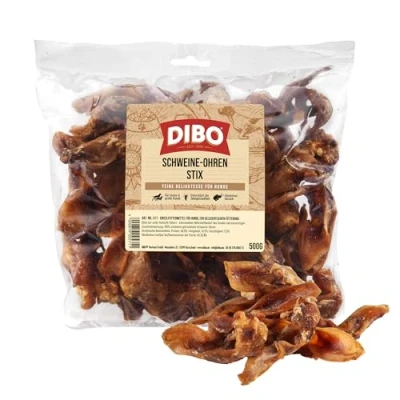 Abbildung von DIBO Schweine Ohren Stix, 500g Beutel, der kleine Naturkau Snack oder Leckerli für Zwischendurch, Hundefutter, Qualitätskauartikel ohne Chemie