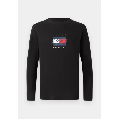 Abbildung von Tommy Hilfiger Linear FLAG Graphic TEE Langarmshirt, Herren, Größe: XL, Black