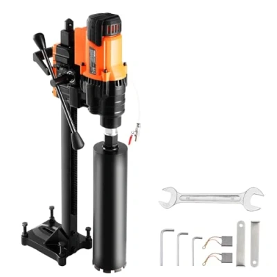 Abbildung von VEVOR Kernbohrmaschine Diamantkernbohrgerät mit Bohrdurchmesser 2 25 cm Ständer und Kernbohrer, 3500 W robuster Beton Nass Trockenanwendung für Ziegel